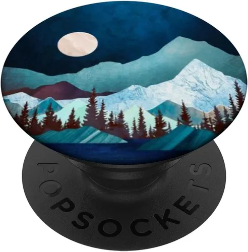 Luna-noche montaña-árbol-maderas hombres mujeres niños niñas titular PopSockets PopGrip: agarre intercambiable para teléfonos y tabletas