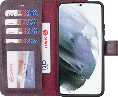 Miniatura 47 de HARDISTON Funda de piel compatible con Samsung Galaxy S22 Ultra – Funda magnética fuerte desmontable hecha a mano con tarjeteros y soporte, Negro