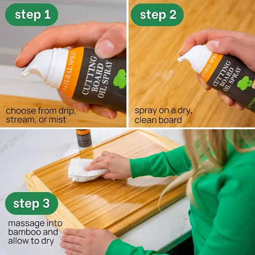 Miniatura 2 de GREENER CHEF Tabla de cortar de madera italiana de calidad alimentaria de alta calidad, aceite en aerosol y bloque de carnicero, 100% aceite de nuez