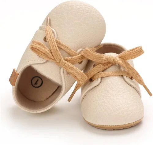 Miniatura 5 de WILLFUN Zapatos de piel sintética para bebés y niñas suela de goma suave con cordones zapatos Oxford para cuna para niños pequeños que caminan