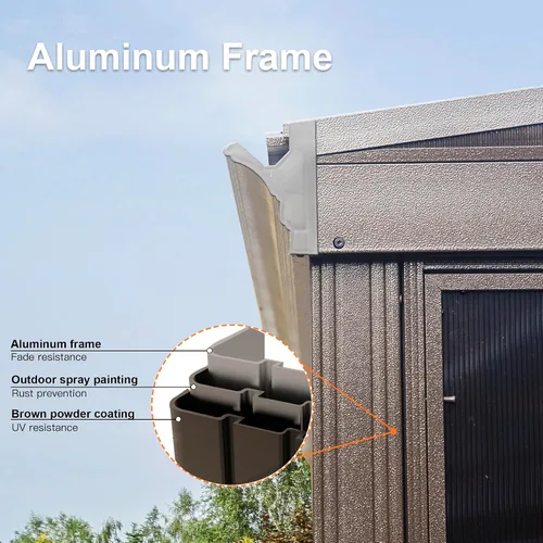 Miniatura 42 de Domi - Solárium de pared montado de 10 x 14 pies, solárium de pared con techo inclinado de policarbonato de aluminio, casa de pantalla de PC