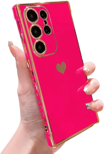 Miniatura 68 de phylla Funda de teléfono compatible con Samsung Galaxy A12 de 6.5 pulgadas, lindo corazón chapado en oro, elegante funda de lujo para mujer
