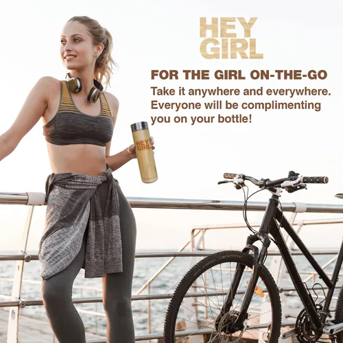 Miniatura 7 de Hey Girl - Botella infusor de té de bambú con colador de té, botella de agua aislada de acero inoxidable para té y café de hojas sueltas, vaso de té