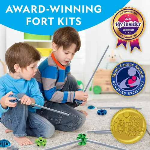 Miniatura 2 de National Geographic Kit de construcción de fuertes para interiores, 225 piezas para juego creativo, juguetes de construcción STEM para niños de 6 a