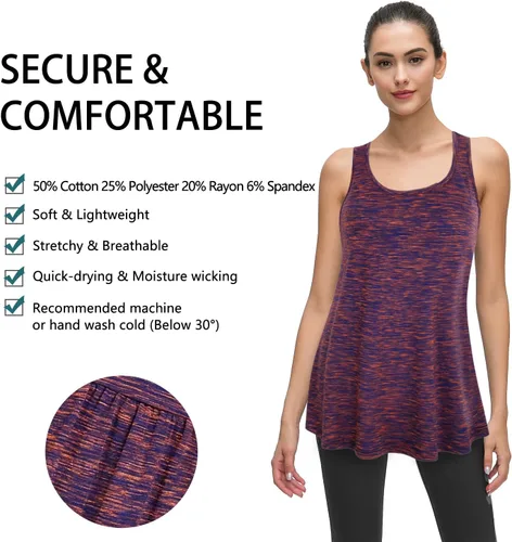 Miniatura 60 de Cestyle - Camiseta sin mangas para mujer, cuello redondo, corte holgado, para entrenamiento