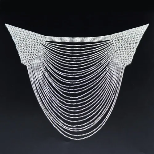 Miniatura 7 de Jerler Apliques de diamantes de imitación dorados, elegantes parches de diamantes de imitación de cristal para coser en vestido de novia, ideal