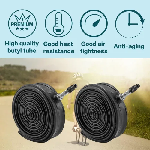 Miniatura 4 de Paquete de 2 neumáticos de bicicleta de 700 x 23C/25C/28C/35C/38C Plus tubos interiores de bicicleta, válvula Presta de 48mm o válvula Schrader