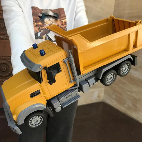 Miniatura 2 de Camión volquete RC de juguete para niños, camión volquete de control remoto de 6 canales con luces LED, vehículo de construcción RC juguetes con 2