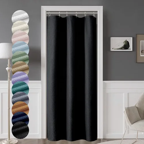 OVZME Cortina de ducha de tela Berry Stall de 36 x 72 pulgadas, suave y gofre, pequeña cortina de ducha negra para baño con textura para un tamaño