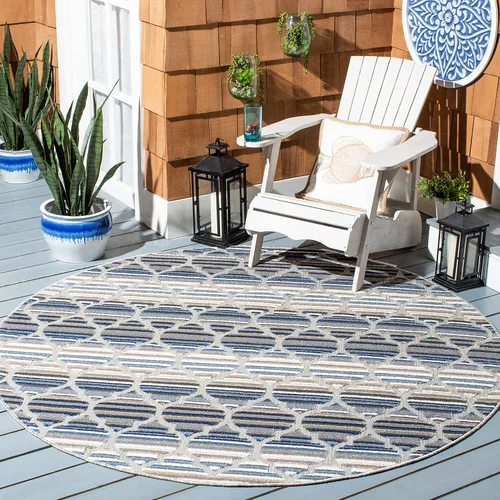 Miniatura 7 de SAFAVIEH Alfombra lavable para exteriores, colección Cabaña, 2'2" x 5', azul y gris, no desprende pelusa y fácil de limpiar, entrada puerta
