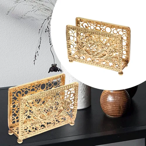 Miniatura 9 de Retro Metal Napkin Holder Upright Serviette Rack Gold Rectangular Iron Napkin Stand for Restaurant Table and Home Kitchen Decor