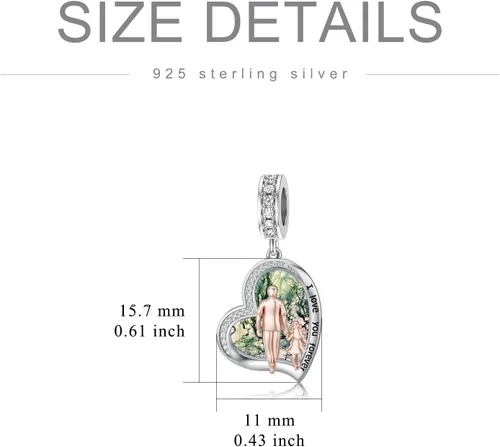 Miniatura 182 de PROESS Dije para padre, madre e hija, pulsera de plata de ley para pulseras, regalos de cumpleaños, día de San Valentín, para hija, madre, amante