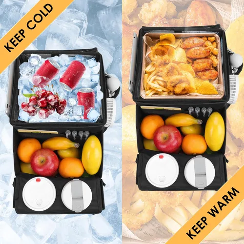 Miniatura 5 de Organizador de automóvil para niños, organizador de asiento trasero para niños y organizador de asiento de pasajero para adultos, enfriador y Negro