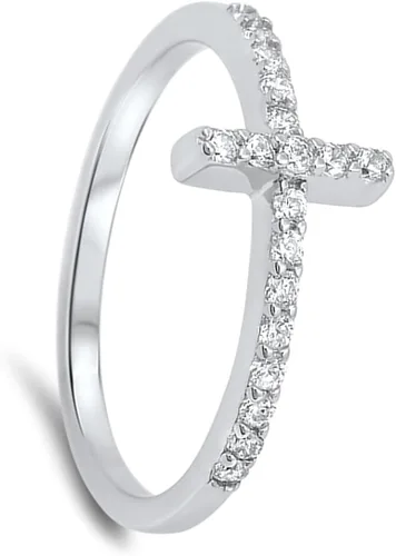 Miniatura 2 de ELIJA SU COLOR anillo de plata esterlina con diseño de cruz