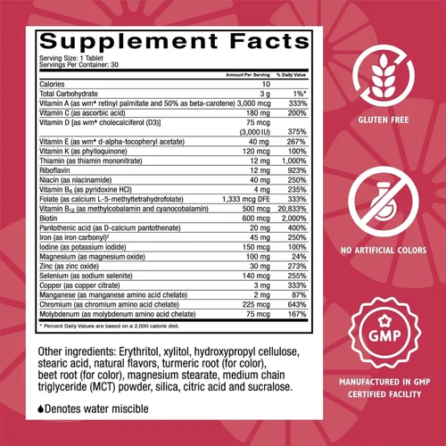Miniatura 3 de Celebrate Vitamins CelebrateONE 45 Masticables, 45mg Hierro - Multivitamínico Bariátrico Una Vez al Día, Vitaminas y Minerales Esenciales