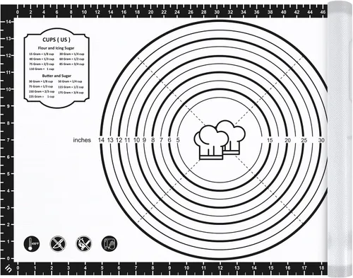 Alfombrilla de silicona para hornear, 26" x 16" antideslizante para amasar masa de repostería, alfombrilla antiadherente para hornear con medidas