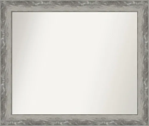Miniatura 429 de Amanti Art Espejo de baño plateado para sobre el fregadero, 24 x 24 pulgadas, espejo cuadrado de peltre forjado a medida, marco de madera casual