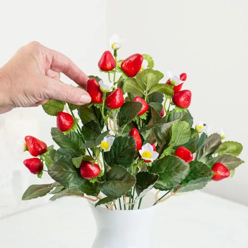 Miniatura 3 de Factory Direct Craft Arbusto de fresa artificial - Fresas de primavera y verano Plantas florales y decoración del hogar Fruta falsa