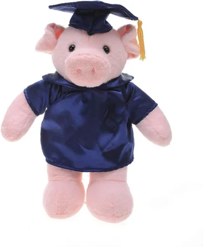 Miniatura 10 de Plushland Juguetes de peluche de cerdo, regalos para el día de graduación, texto personalizado, nombre o logotipo de tu escuela en el vestido, lo