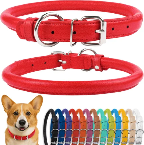 Miniatura 19 de CollarDirect Collar de perro con tachuelas, collares de cuero para mascotas para perros pequeños, medianos y grandes, acolchado suave, marrón, negro