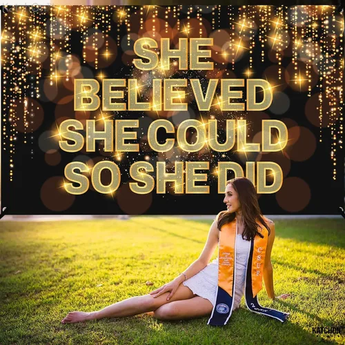 Miniatura 2 de KatchOn, Cartel XtraLarge She Believed She Could So She Did, 72 x 44 pulgadas, pancarta de felicitaciones, decoraciones de felicitación