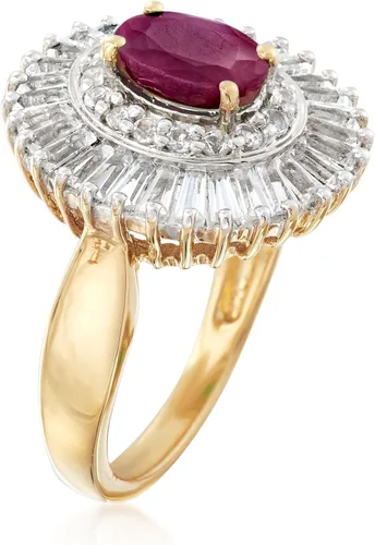 Miniatura 3 de Ross-Simons 1.50 Carat Ruby and 2.00 ct. t.w. White Topaz Ring in 18kt Gold Over Sterling