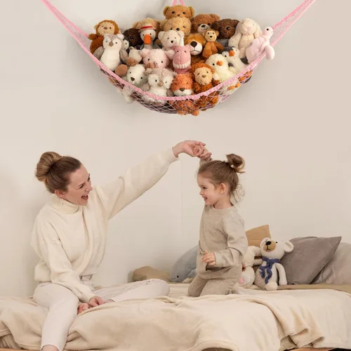Miniatura 2 de Red de Hamaca de Almacenamiento para Animales de Peluche en la Esquina - Gran Red de Hamaca de Juguete para Decoración de Habitación de Animales