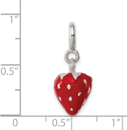 Miniatura 2 de Saris and Things Colgante de plata de ley 925 con dije de fresa esmaltada, Plata esterlina