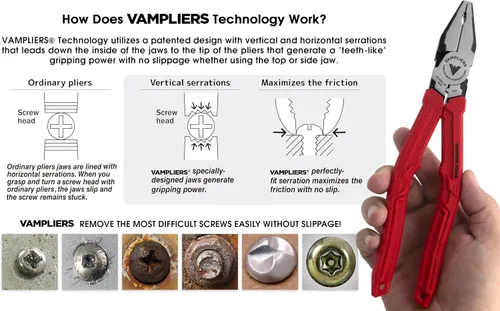 Miniatura 6 de VAMPLIERS Alicates de corte lateral de 9" para operarios con crimpador. Fabricados en Japón. Diseño de alto apalancamiento y resistencia