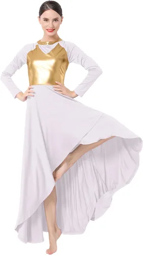 Miniatura 2 de ODASDO Vestidos de baile de alabanza para mujer, disfraz de danza lírica, vestido de iglesia de adoración litúrgica, dobladillo asimétrico, vestido