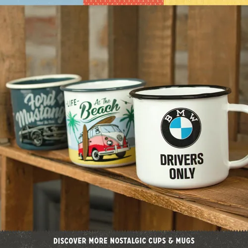 Miniatura 5 de Nostalgic-Art Taza esmaltada retro, 12.2 oz, producto oficial (OLP), BMW – Garaje – Idea de regalo para los fanáticos de accesorios de coche, taza
