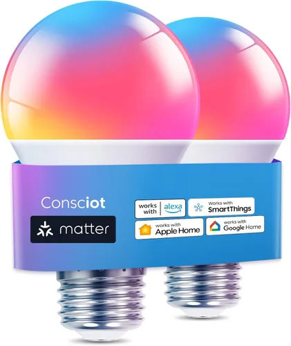 Miniatura 11 de Consciot Bombillas inteligentes con control remoto, bombilla LED que funciona con Alexa y Google Home, bombilla que cambia de color, bombillas A19