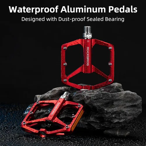 Miniatura 7 de ROCKBROS Pedales de Bicicleta de Montaña Pedales MTB Pedales Planos de Bicicleta de Aluminio 9/16" Rodamiento Sellado Plataforma Ligera