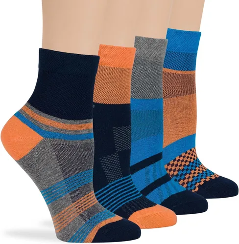Miniatura 18 de 7BIGSTARS KINGDOM Women's Cotton Quarter Non-Binding Diabetic Fashion Socks-L-M-4 Pack-Multicolor