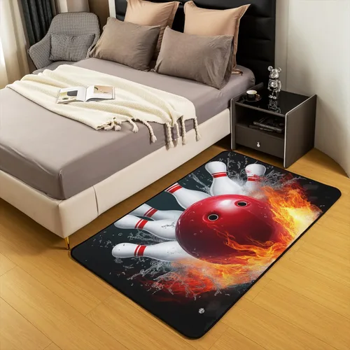 Miniatura 3 de Erosebridal Alfombra de área de fiesta de bolos para niños y niñas, alfombra de sala de estar de 3 x 5, alfombra con marco de agua y fuego