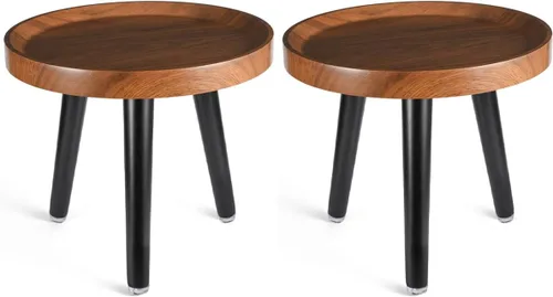 Miniatura 11 de KGPLOME Soporte para plantas de interior, mesa de madera de mediados de siglo con acabado de nogal, soporte alto para maceta, mesa auxiliar redonda