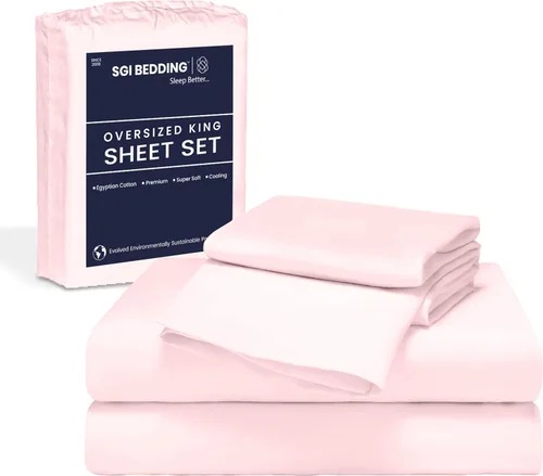 Miniatura 13 de SGI Bedding 108" x 108" Juego de sábanas de 4 piezas de tamaño Alaskan King de 1000 hilos 100% de algodón egipcio - Sábanas de bolsillo profundo