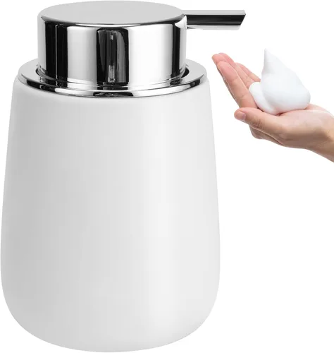 Miniatura 15 de Dispensador de jabón de cerámica con bomba fácil de prensar, dispensador de líquido de loción de manos para champú, baño, cocina, 12 onzas