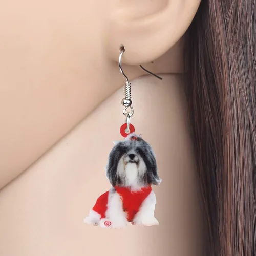Miniatura 2 de NEWEI Lindos aretes de Navidad para perros, joyas colgantes para niñas y mujeres