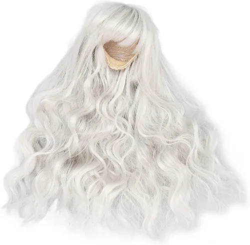 GLOGLOW Peluca de muñeca de 1/6, suave al tacto, peluca articulada con calor recortable con flequillo para disfraz de muñeca, accesorios Plata Gris