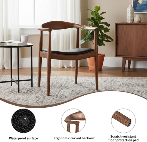 Miniatura 4 de Kennedy - Sillón de comedor moderno de mediados de siglo, silla Kennedy tapizada de poliuretano, sillón de madera de fresno para sala de estar, Nogal
