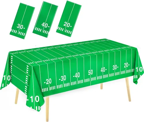 Oigco 3 Paquetes Manteles de Fútbol para Fiesta (54"x 108"), Cubierta de Mesa de Plástico Temática de Fútbol Touchdown para Decoraciones de Fiesta