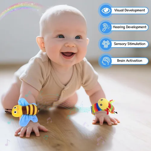 Miniatura 8 de Juguetes para bebés de 0 a 6 meses - Sonajeros de muñeca y calcetines con sonajero para pies y localizador de pies para bebés recién nacidos, niños