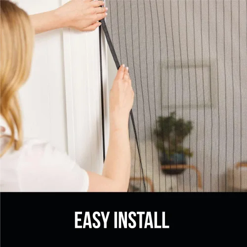 Miniatura 5 de GORILLA GRIP Puerta mosquitera magnética, cortina de malla manos libres mantiene fuera insectos y mosquitos, cierre magnético automático, cubierta