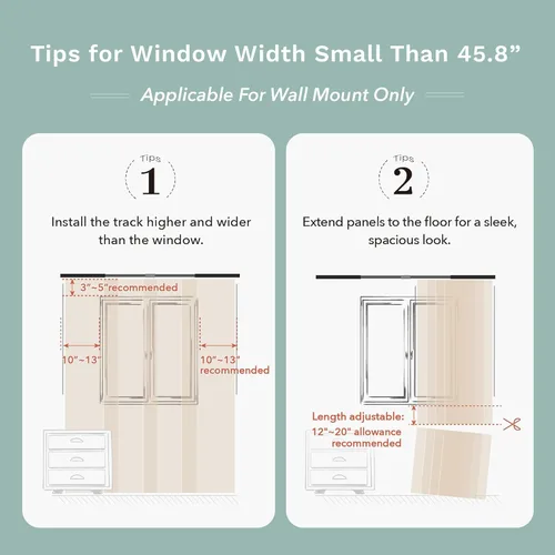 Miniatura 9 de GoDear Design panel ajustable de cortina deslizante para divisores de habitación colgantes 45.8"- 86" de ancho x 96" de alto, persianas verticales