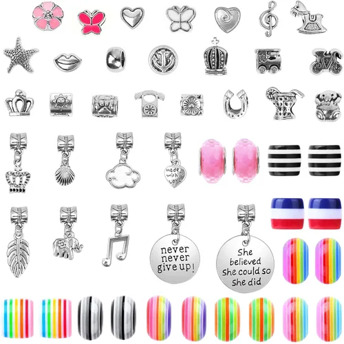 Miniatura 5 de Acejoz Kit de 85 pulseras con dijes, cuentas para adultos y principiantes