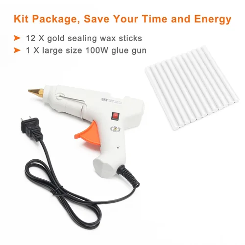 Miniatura 7 de Barras de Cera para Sellar 12P con Pistola de Pegamento, Luxiv Barras de Cera para Sellar de 5.4" 10MM Pistola de Pegamento de Manuscrito de Fuego