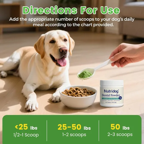 Miniatura 8 de Polvo dental para perros, polvo de limpieza de dientes de perro para eliminar la placa dental, placa y polvo de mal aliento con probióticos y algas