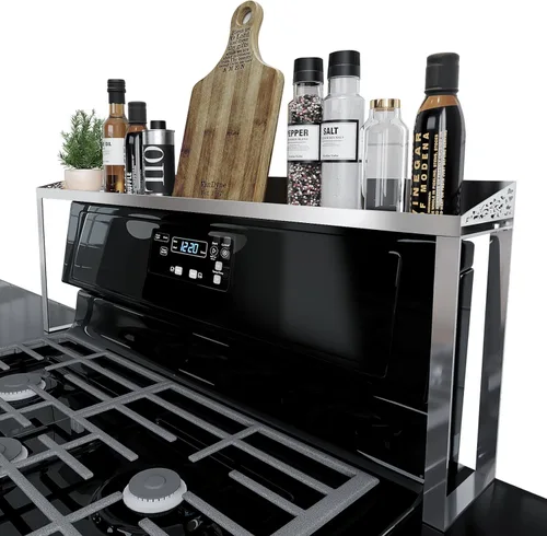 Miniatura 14 de STUTOV Estante superior magnético para estufa de 30 pulgadas, estante de especias negro y organizador de condimentos, estante de cocina magnético