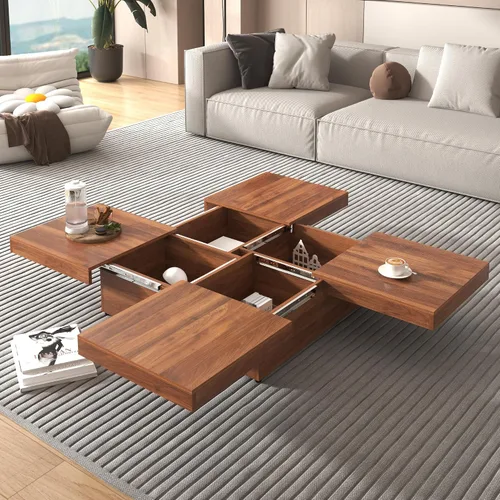 Miniatura 27 de JIVOIT Mesa de centro de granja con estante de almacenamiento, mesa auxiliar rectangular de 47.24 pulgadas de largo con parte superior de tablones